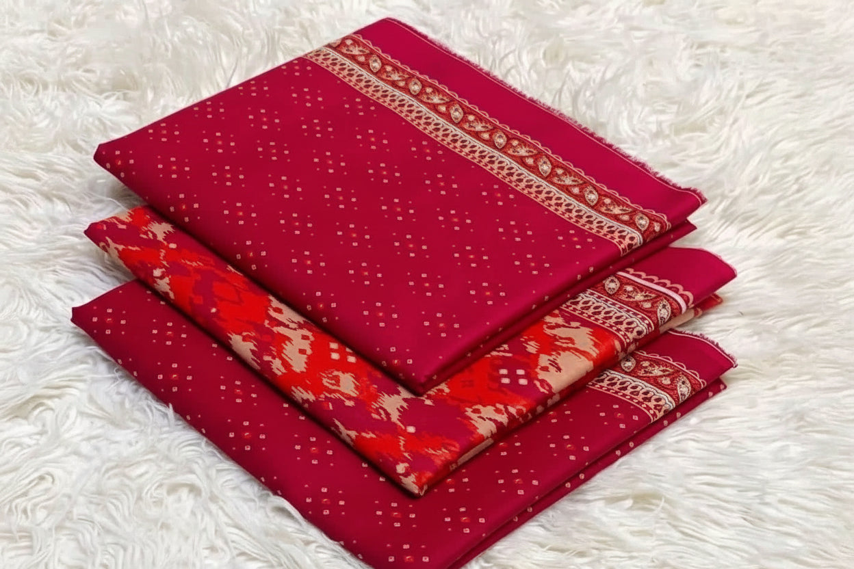 Shocking Pink - Bin Saeed 3pc Unstitched Lawn Suit