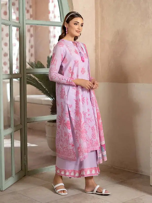 Pearl And Petals by Binaas 3pc Unstitched Bana Dora Lawn Collection – Deep Rose Pink