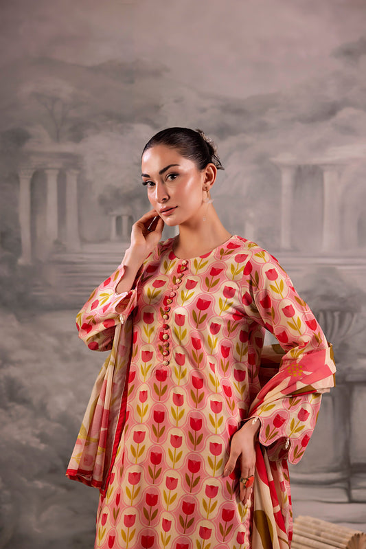 Light Rose Pink Salina Separates Lawn Collection suit worn by model for 2026 summer styling.