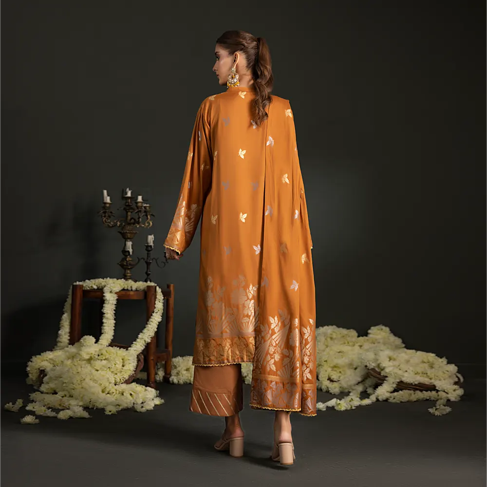 Brown | Regalia 3pc Unstitched Jacquard Viscose