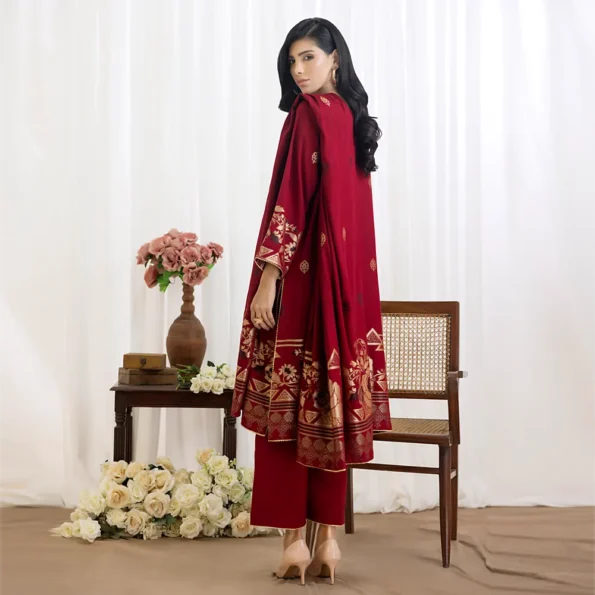 Maroon | Regalia 3pc Unstitched Jacquard Viscose