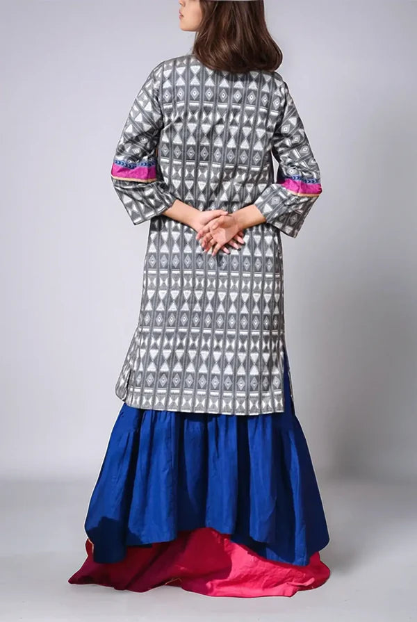 Mizaj 1pc Unstitched Khaddar Shirt | Grey