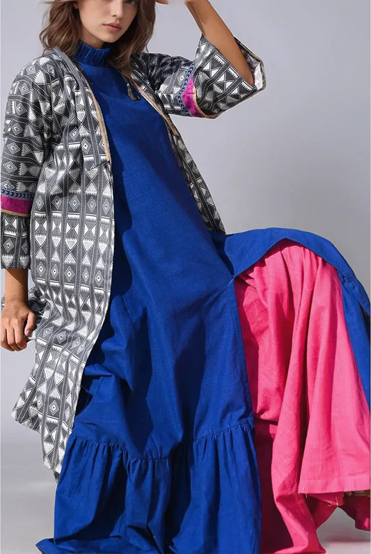 Mizaj 1pc Unstitched Khaddar Shirt | Grey