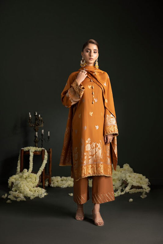 Brown | Regalia 3pc Unstitched Jacquard Viscose