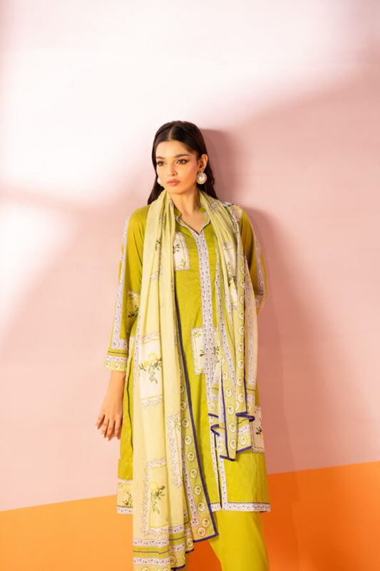 Salina 3pc Unstitched Mid Summer Cotton | Lime Green