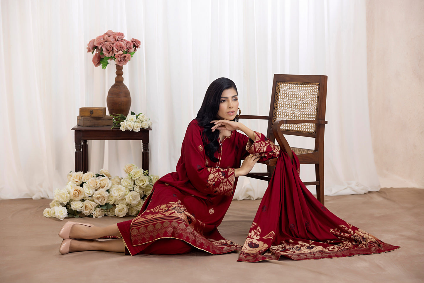 Maroon | Regalia 3pc Unstitched Jacquard Viscose