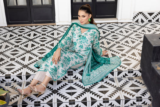 Ash White-Green | Salina 3pc Unstitched Lawn Collection