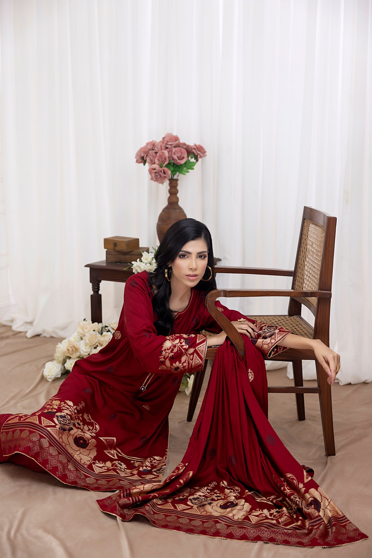 Maroon | Regalia 3pc Unstitched Jacquard Viscose