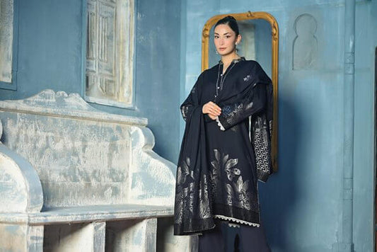 Dark Blue | Regalia 3pc Unstitched Jacquard Viscose