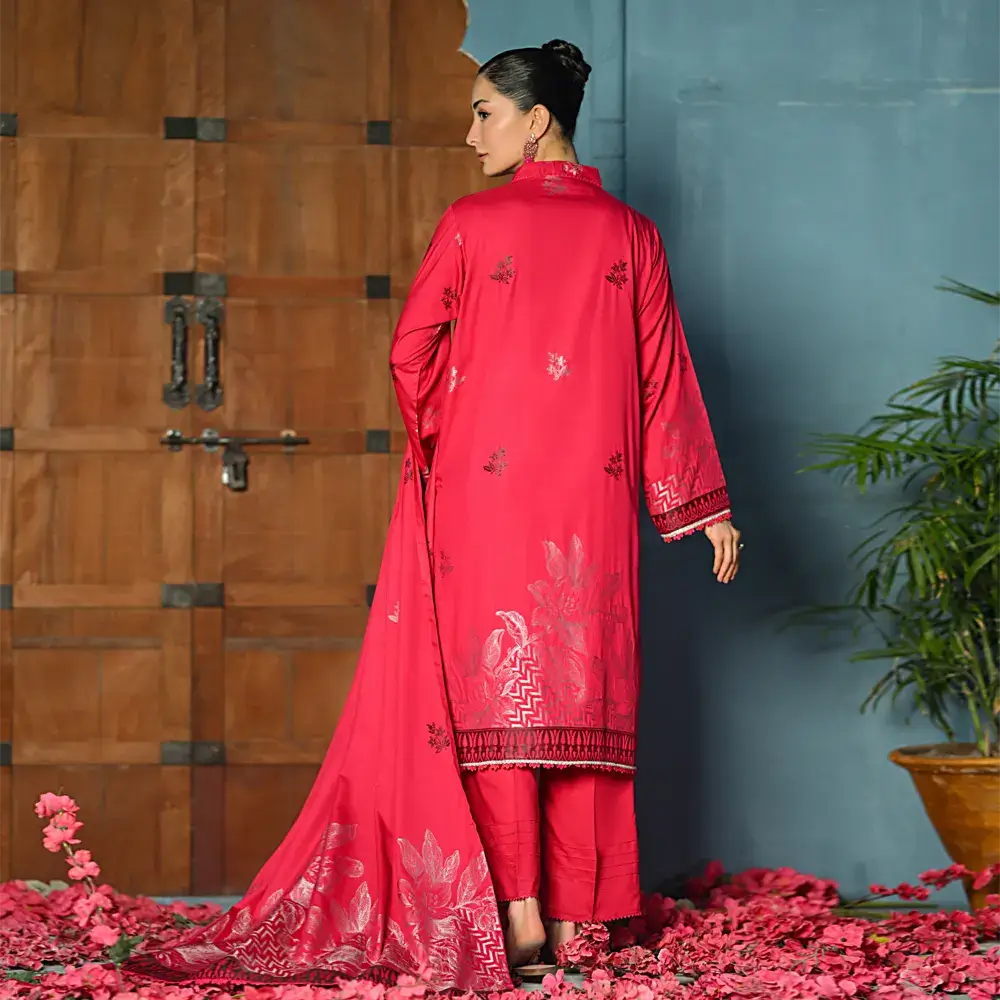 Shocking Pink | Regalia 3pc Unstitched Jacquard Viscose