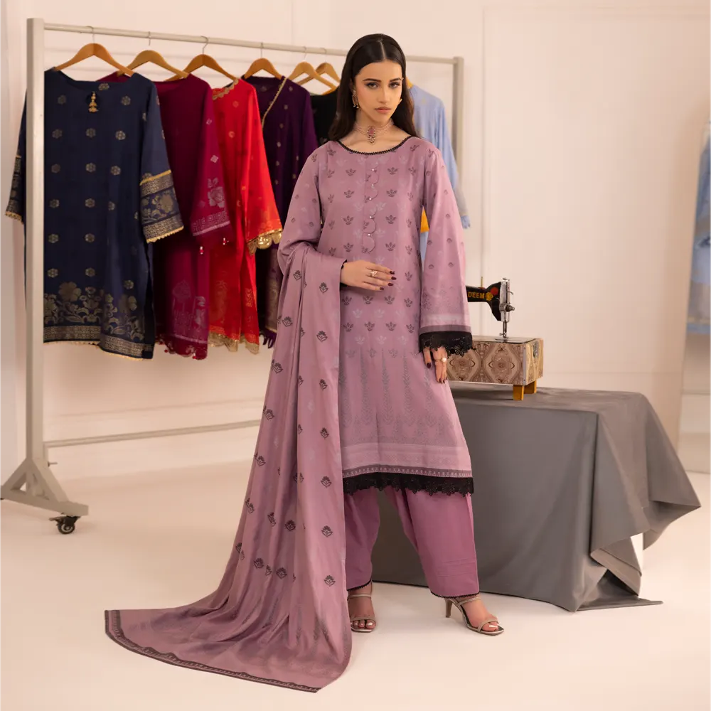 Lavender | Regalia 3pc Unstitched Jacquard Viscose