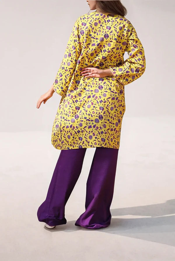 Mizaj 1pc Unstitched Khaddar Shirt | Yellow