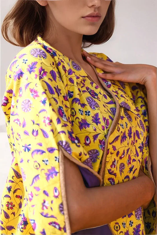 Mizaj 1pc Unstitched Khaddar Shirt | Yellow