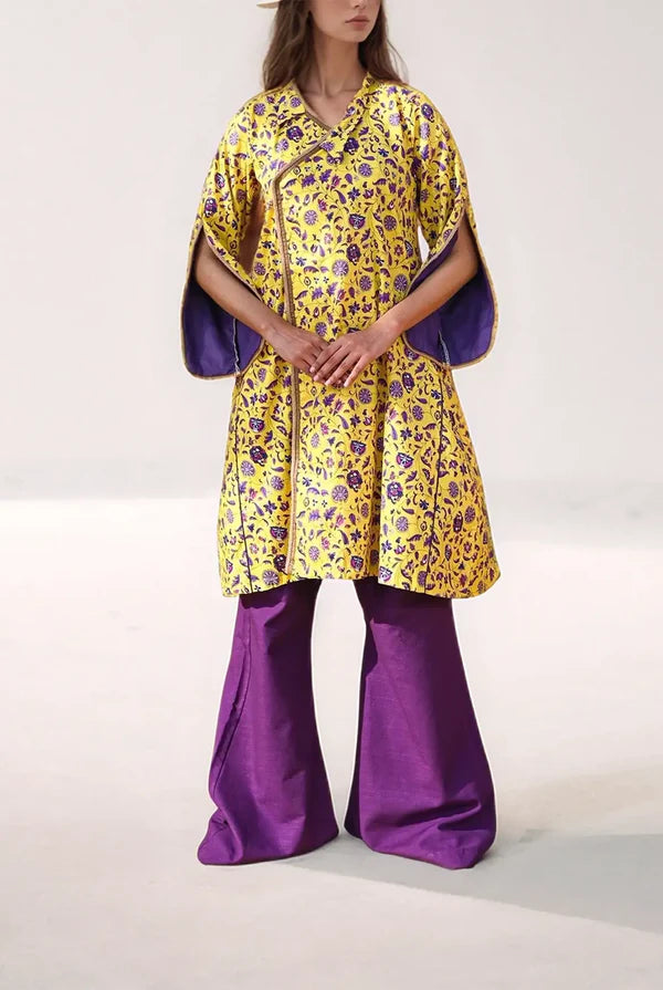 Mizaj 1pc Unstitched Khaddar Shirt | Yellow