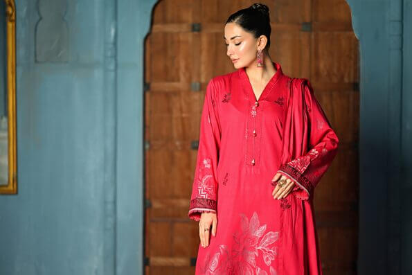 Shocking Pink | Regalia 3pc Unstitched Jacquard Viscose