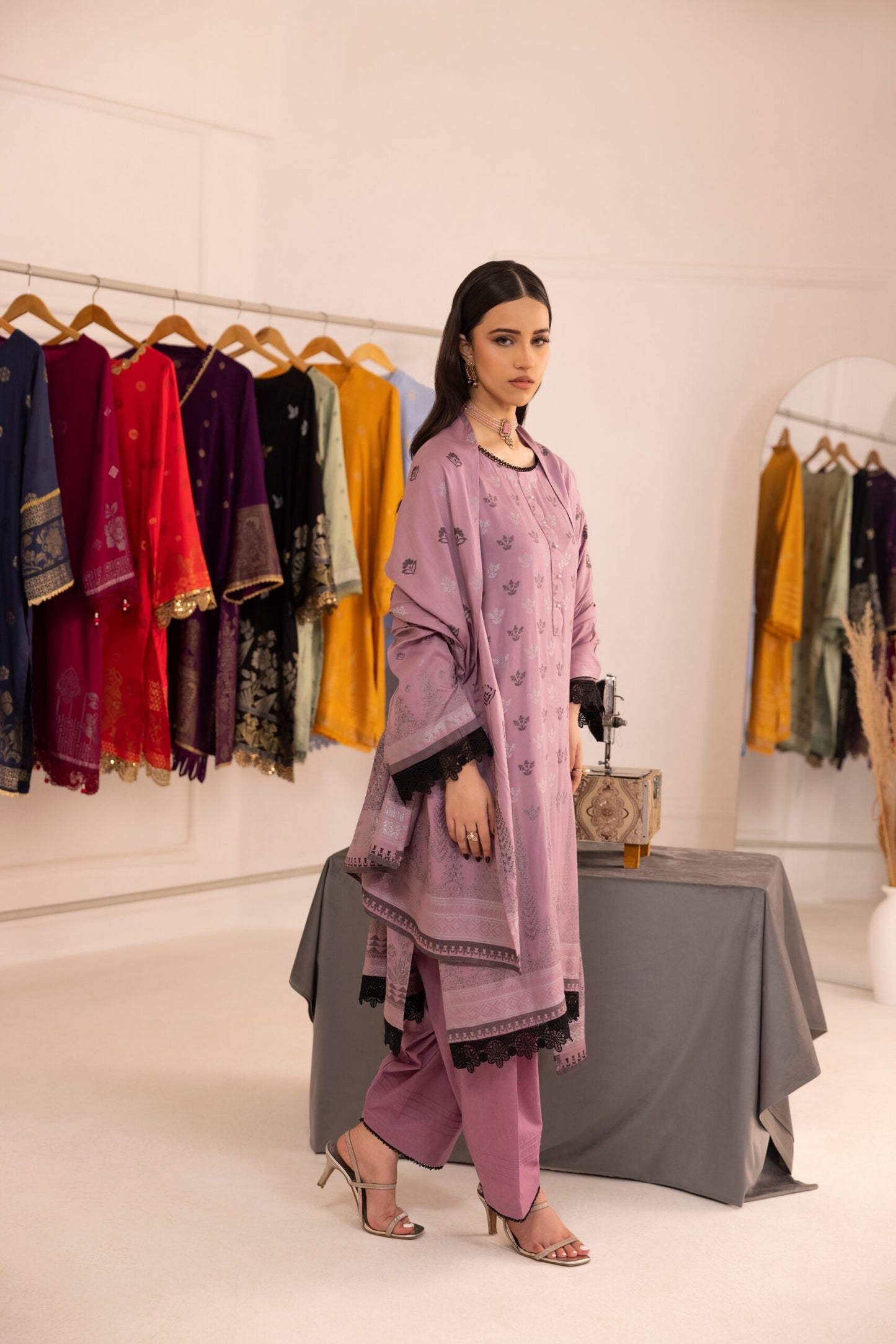 Lavender | Regalia 3pc Unstitched Jacquard Viscose