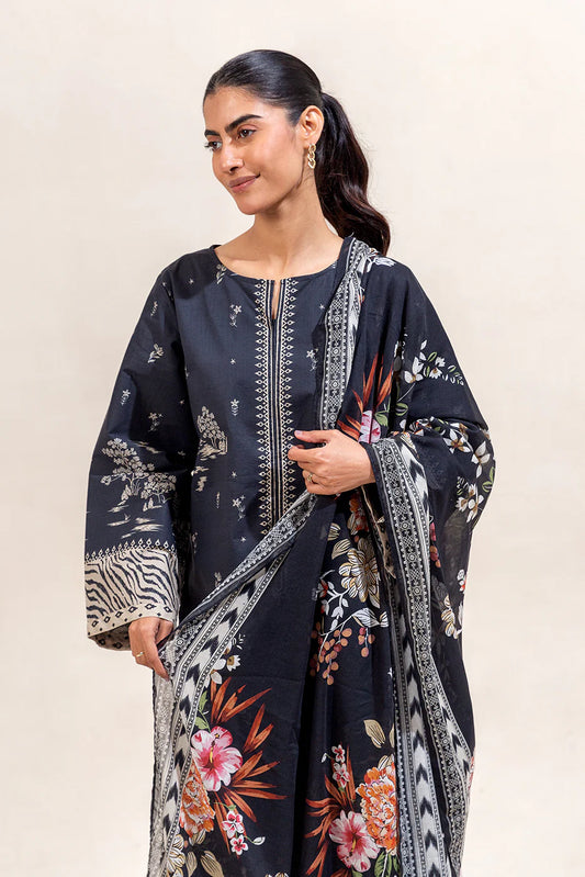 BeechTree 3 PIECE PRINTED LAWN SUIT-MOONLIT FLORA (UNSTITCHED)
