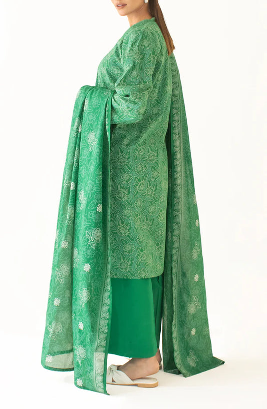 Orient 3 PIECE PRINTED LAWN SUIT- Green (UNSTITCHED)