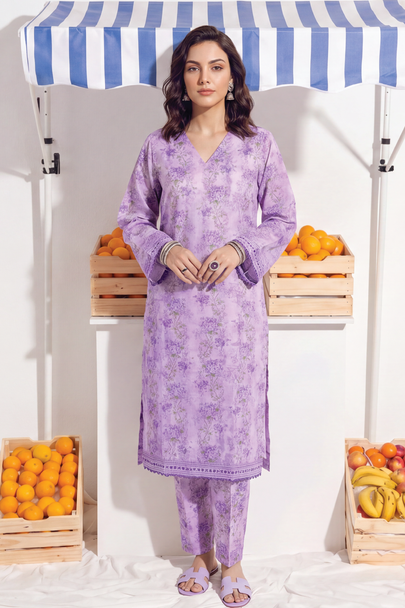 Lilac - Elaya 2pc Unstitched Lawn Suit