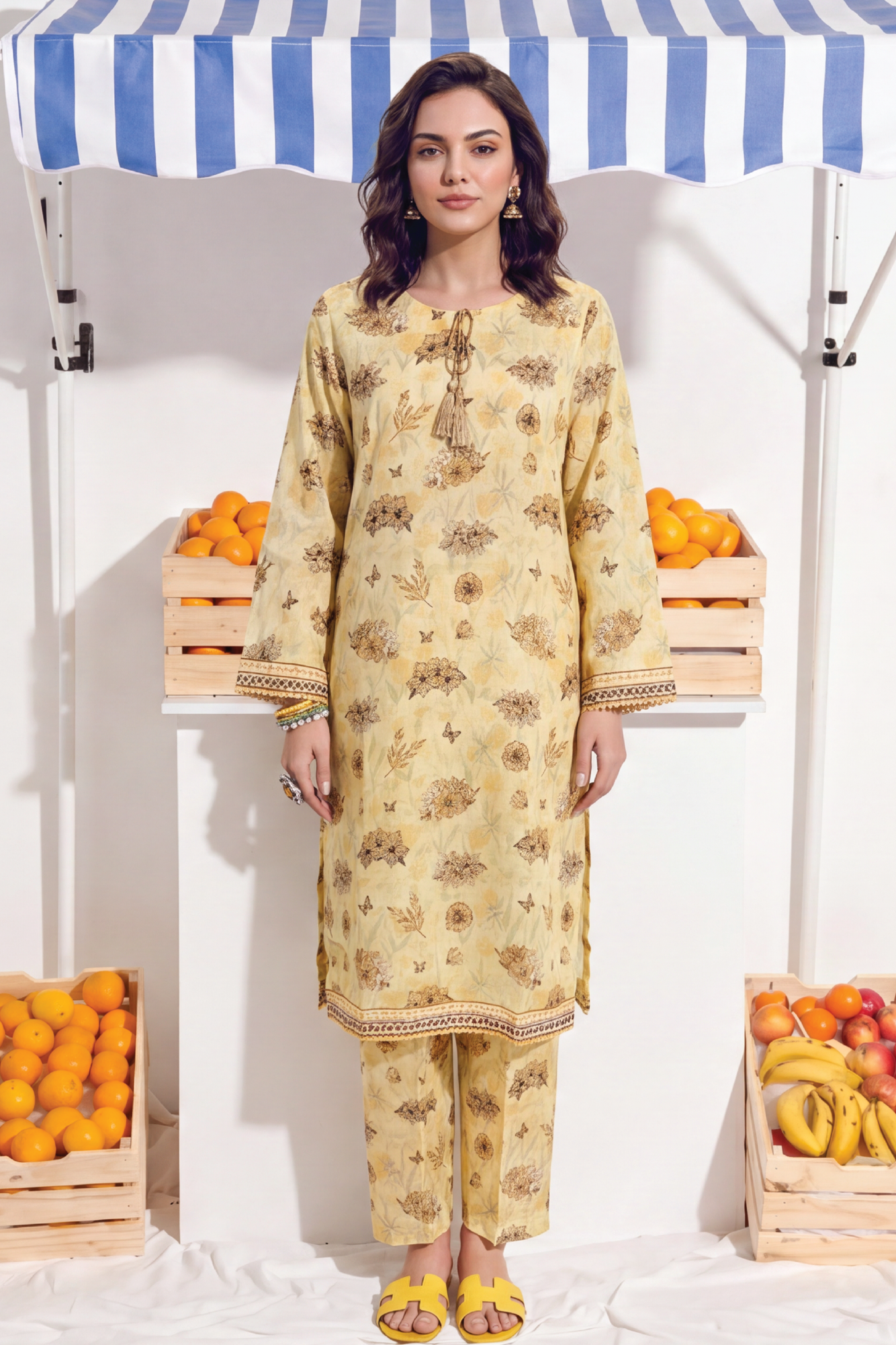 Lemon - Elaya 2pc Unstitched Lawn Suit