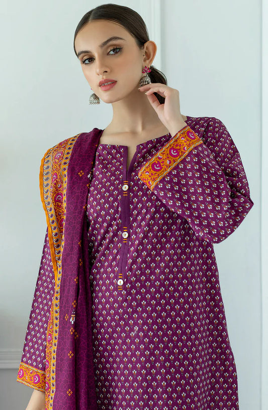 Orient 3 PIECE PRINTED LAWN SUIT- Purple (UNSTITCHED)