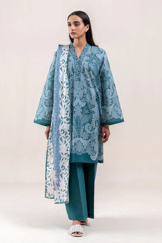 BeechTree 3 PIECE PRINTED LAWN SUIT-TRAPICHE EMERALD (UNSTITCHED)