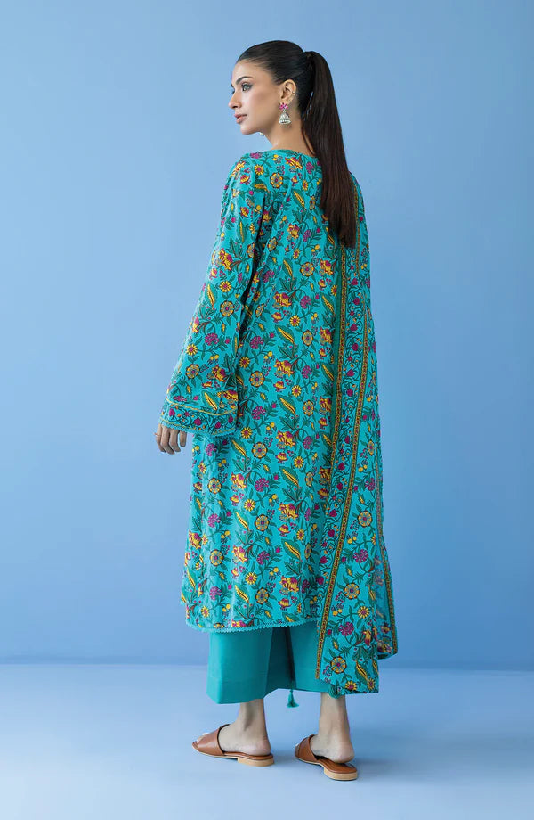 Orient 3 PIECE PRINTED LAWN SUIT- Sea Green (UNSTITCHED)