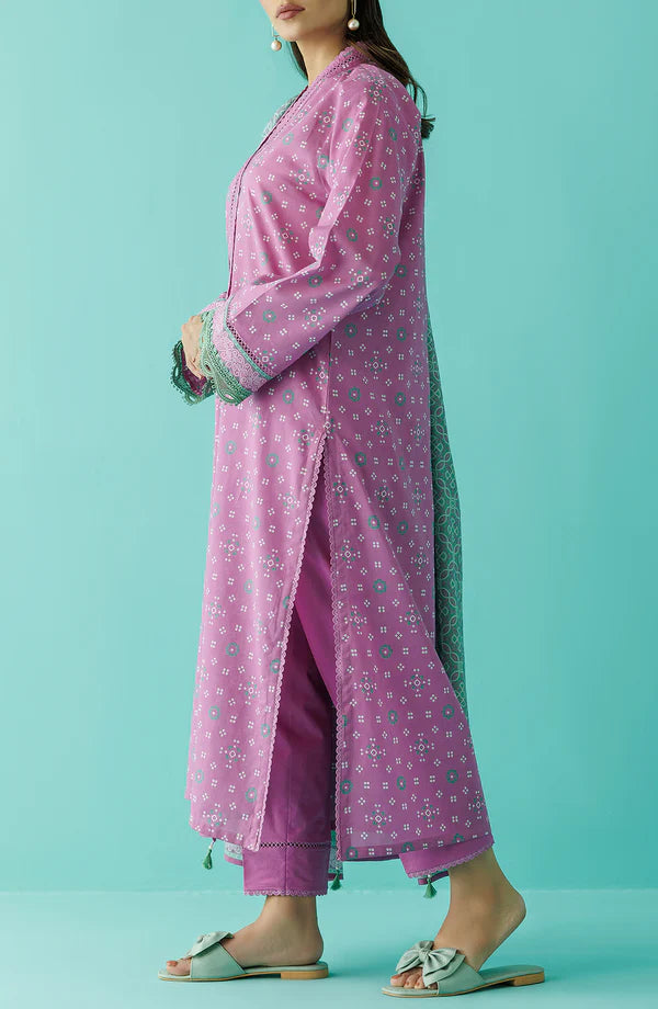 Orient 3 PIECE PRINTED LAWN SUIT- Fondant Pink (UNSTITCHED)
