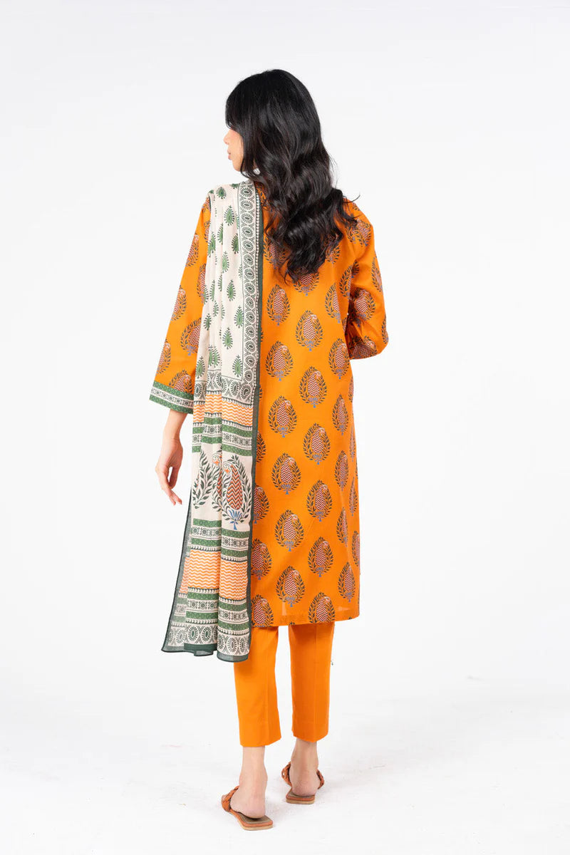 Alkaram 3pc Unstitched Khaddar Suit | Orange