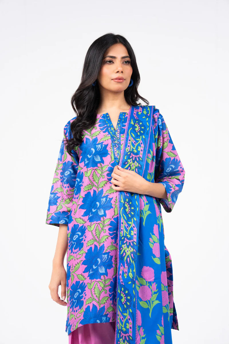 Alkaram 3pc Unstitched Khaddar Suit | Pink