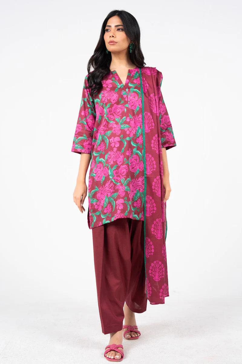 Alkaram 3pc Unstitched Khaddar Suit | Red