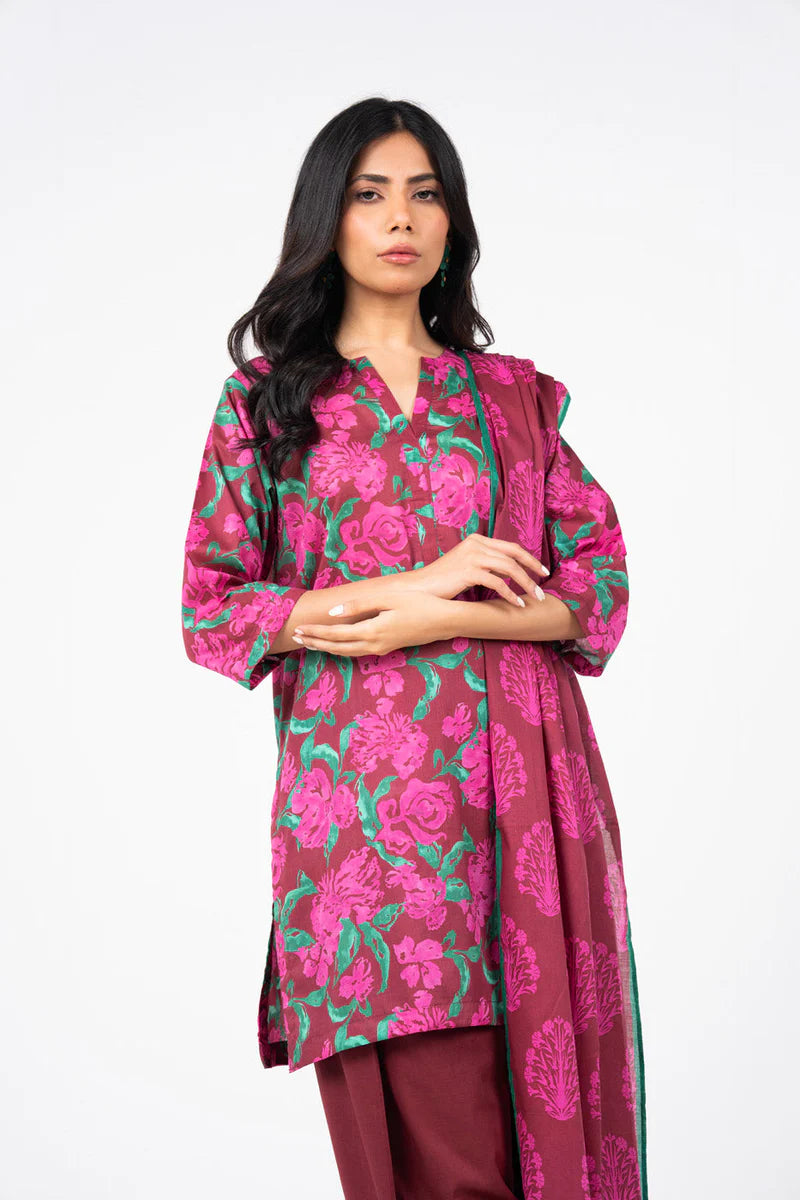 Alkaram 3pc Unstitched Khaddar Suit | Red