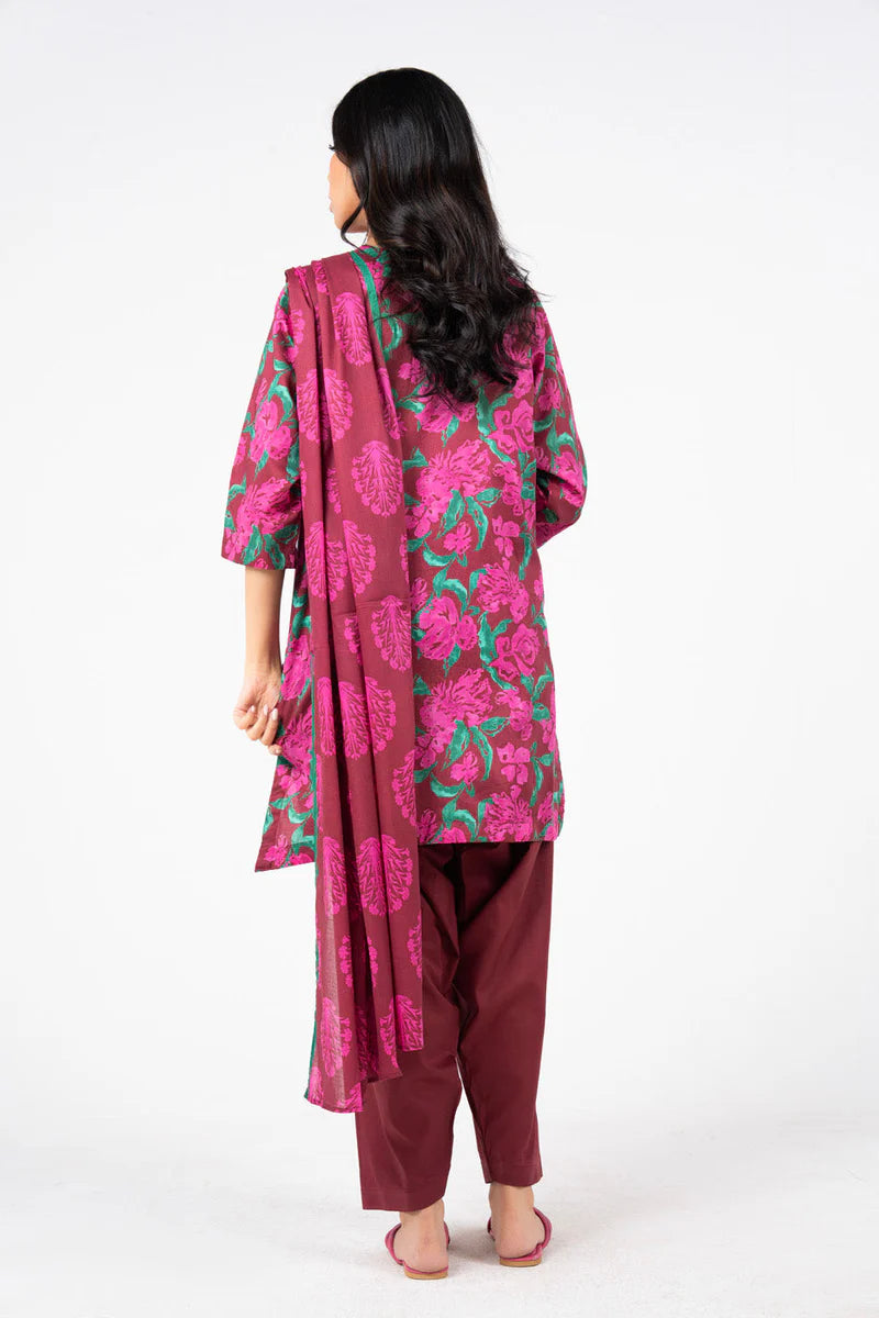 Alkaram 3pc Unstitched Khaddar Suit | Red