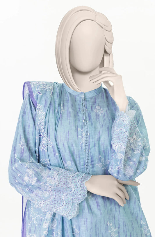 Sky Blue | Mtj-Tariq Jamil 3pc Unstitched Khaddar Suit