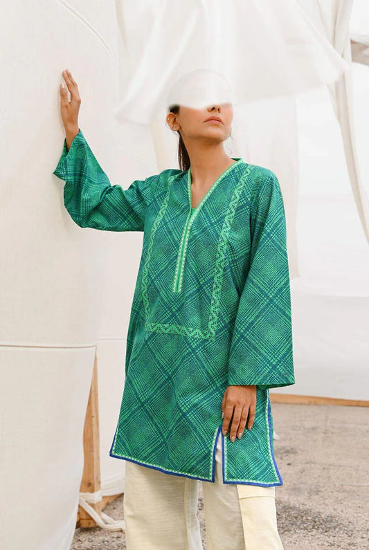 Mizaj 1pc Unstitched Khaddar Shirt | Green