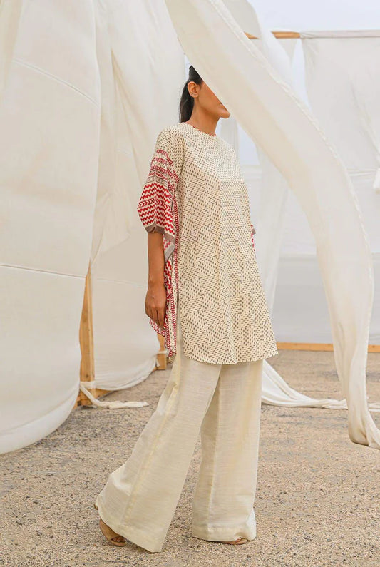 Mizaj 1pc Unstitched Khaddar Shirt | Ash White