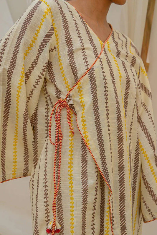 Mizaj 1pc Unstitched Khaddar Shirt | Light Lemon