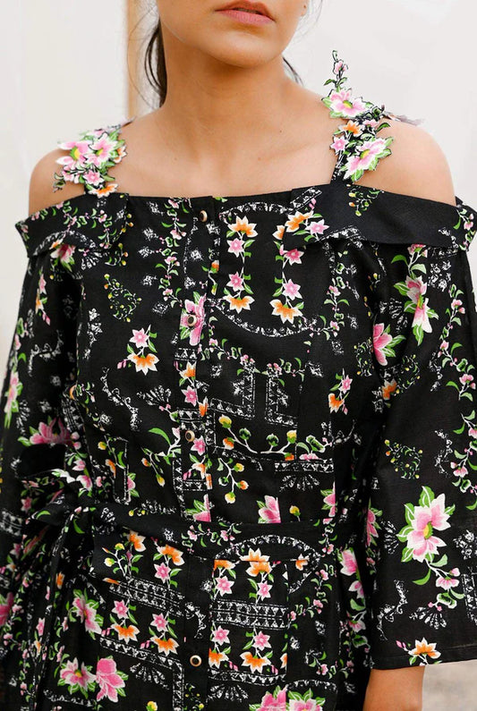 Mizaj 1pc Unstitched Khaddar Shirt | Black