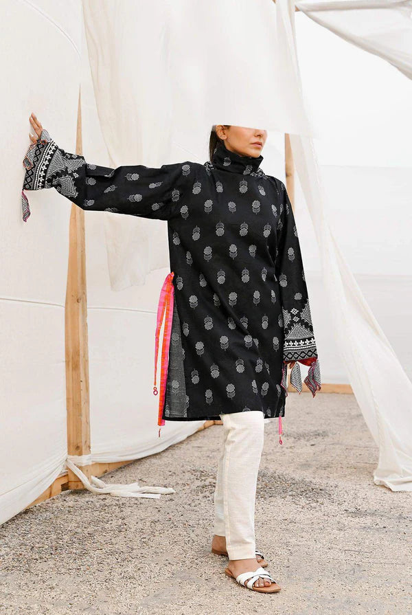 Mizaj 1pc Unstitched Khaddar Shirt | Black