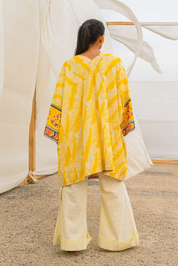 Mizaj 1pc Unstitched Khaddar Shirt | Yellow