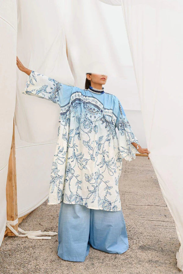 Mizaj 1pc Unstitched Khaddar Shirt | Ash White