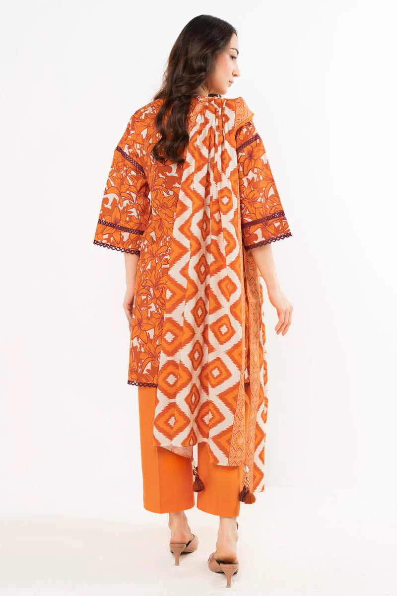 Alkaram 3pc Unstitched Khaddar Suit | Orange