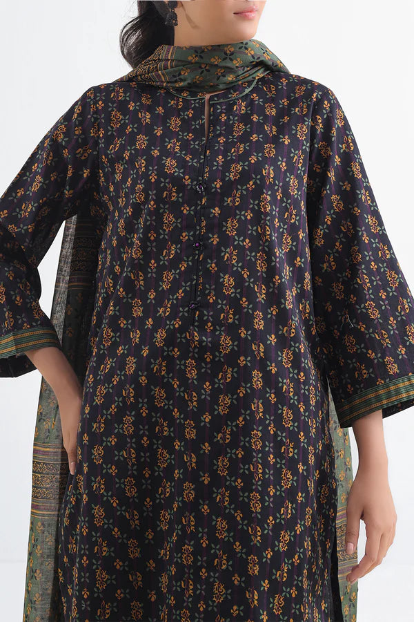 Black| Saya 2PC Unstitched Lawn Suit
