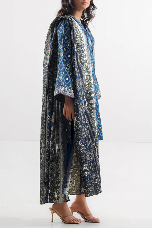 Blue| Saya 2PC Unstitched Lawn Suit