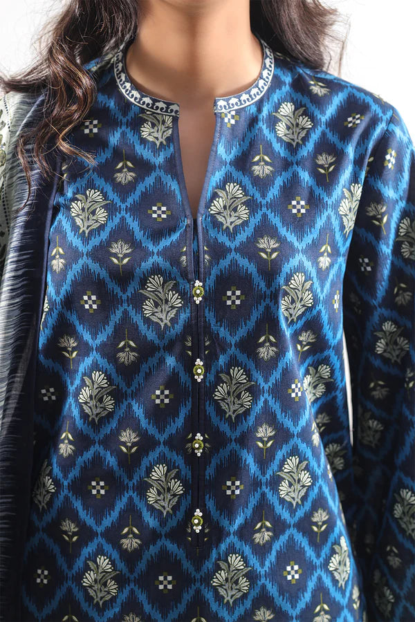 Blue| Saya 2PC Unstitched Lawn Suit