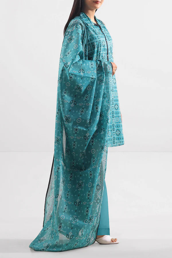 Teal| Saya 2PC Unstitched Lawn Suit