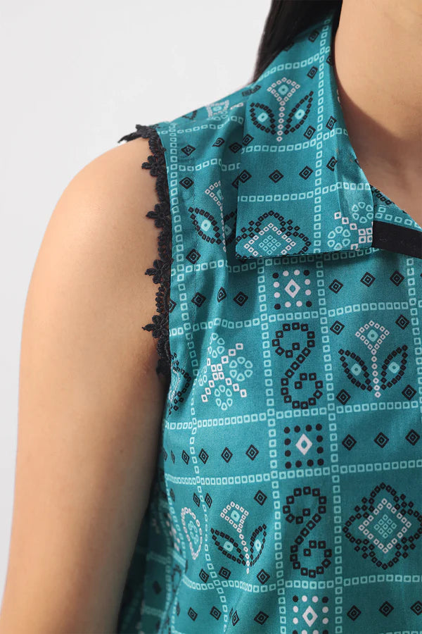 Teal| Saya 2PC Unstitched Lawn Suit