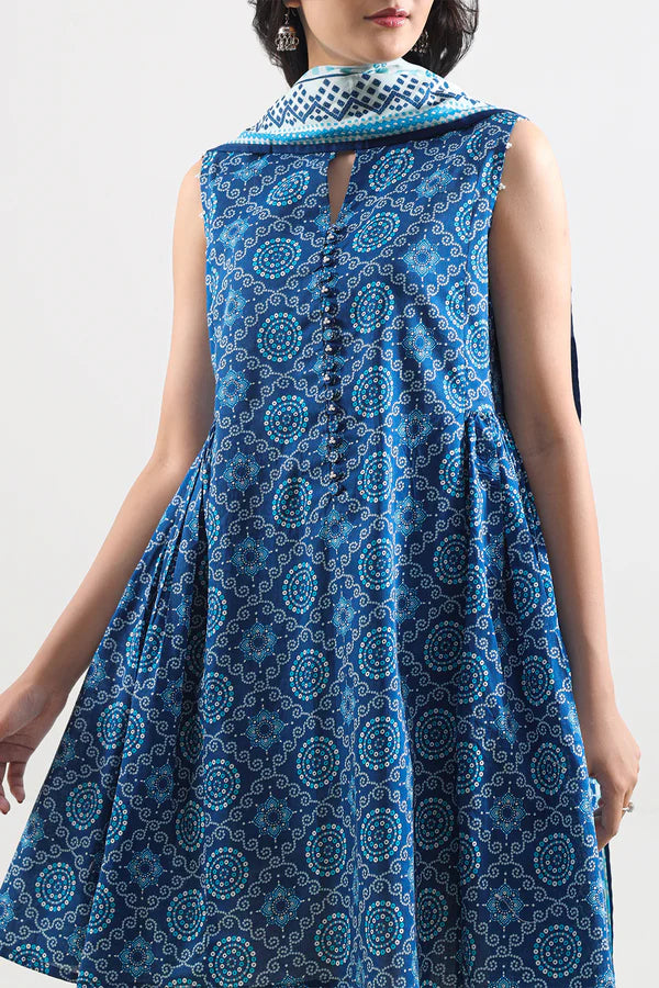 Blue| Saya 2PC Unstitched Lawn Suit