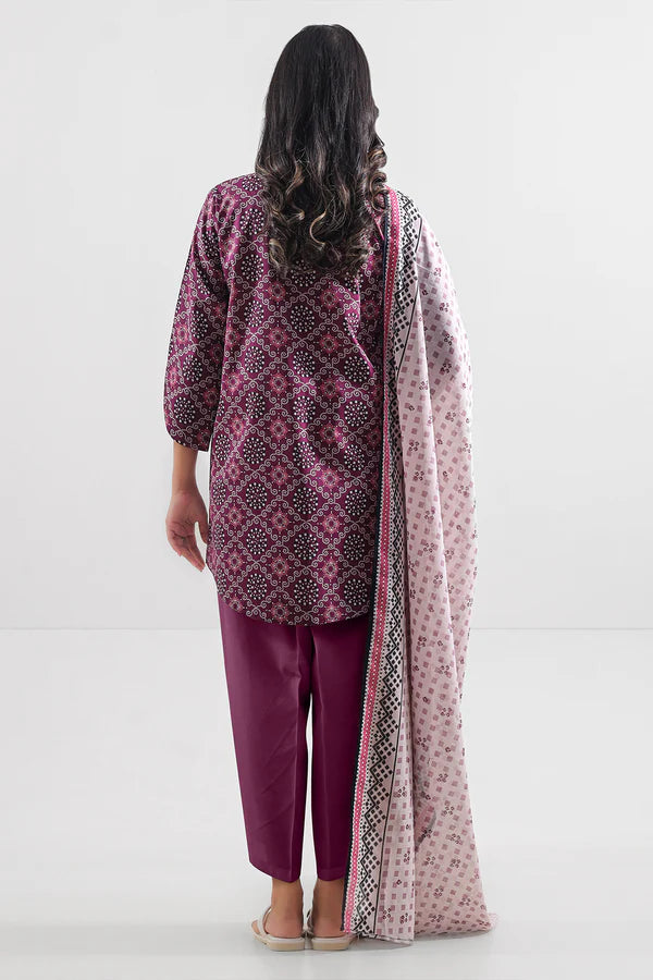 Plum| Saya 2PC Unstitched Lawn Suit