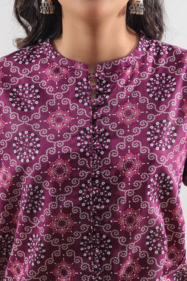 Plum| Saya 2PC Unstitched Lawn Suit